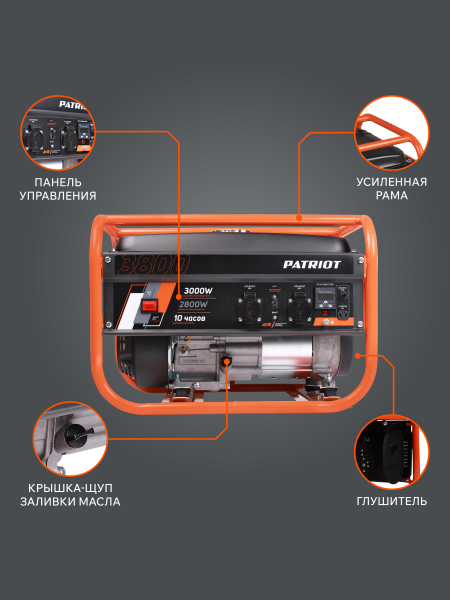 Бензиновый генератор PATRIOT GRS 3800 портативный фото