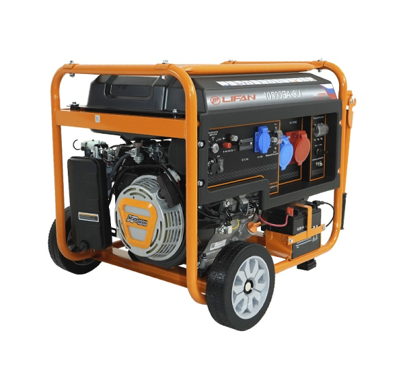 Бензиновый генератор Lifan 10500EA-3U с датчиком моточасов (с мощн без огранич при 1-но и 3-х фазном режиме) 4-х тактный фото